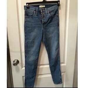Madewell Womens‎ 10" High Rise Skinny Jeans Button Fly Blue Denim Size 28